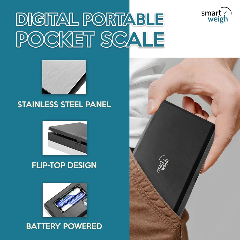 Smart Weigh ميزان جيب رقمي، 200غ × 0.01غ، ميزان مجوهرات، طعام، أدوية، بطارية مرفقة - Image 3